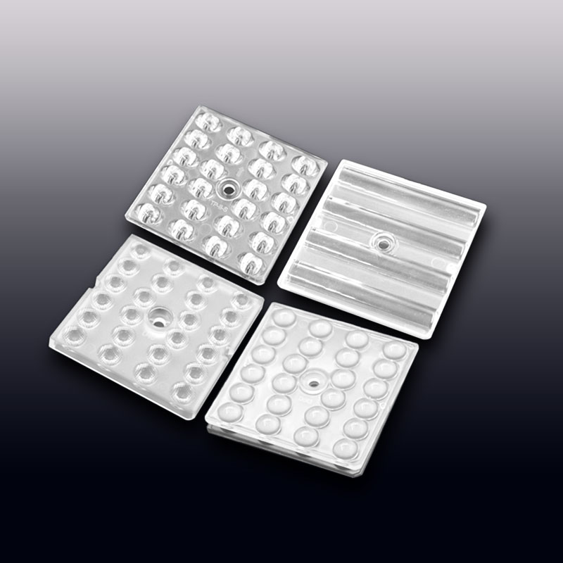 4x6 arrays 50 x 50 mm LED lens for 2525, 3030, 3535 LEDs, suitable for flood lights, tunnel lights, stadium lights, parking lot lighting, and high bay lighting. (HX-F4x6-xx Series)