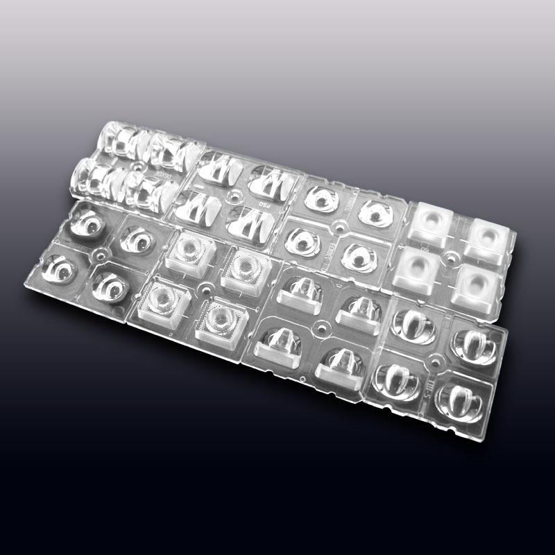 2X2 arrays 50 x 50 mm typically IESNA TPI TPII TPIII TPIV TPV Street lighting LED LENS for CREE XHP35 OSRAM P8 S8 3030 3535 5050 7070 size LED packages.( HX-ALD50 Series ) 