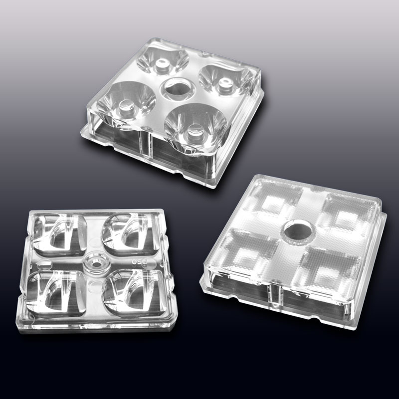 2X2 arrays 50 x 50 mm led lens for 3030 3535 5050 size LED packages for flood lights,tunnel lights,stadium lights,parking lot lighting,high bay lighting.( HX-F50 Series )
